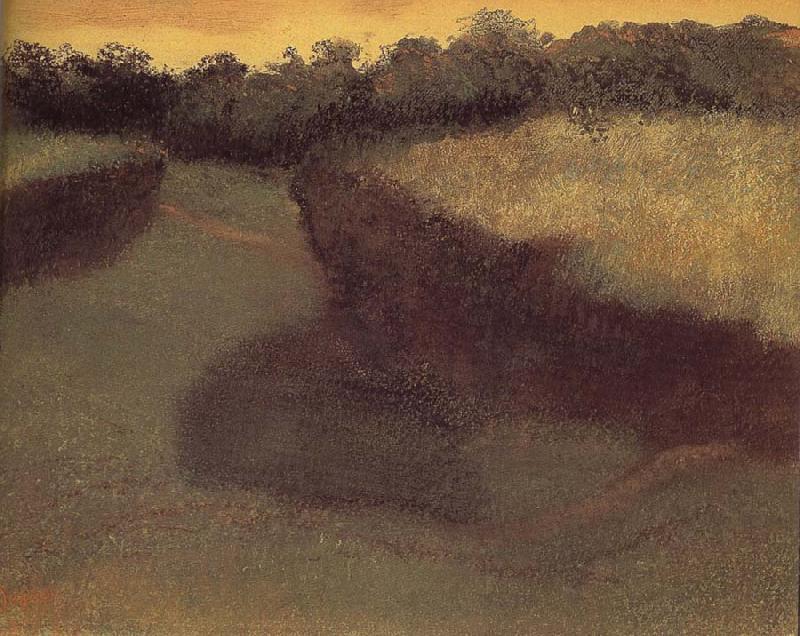 Edgar Degas Cornfield and tree line oil painting picture